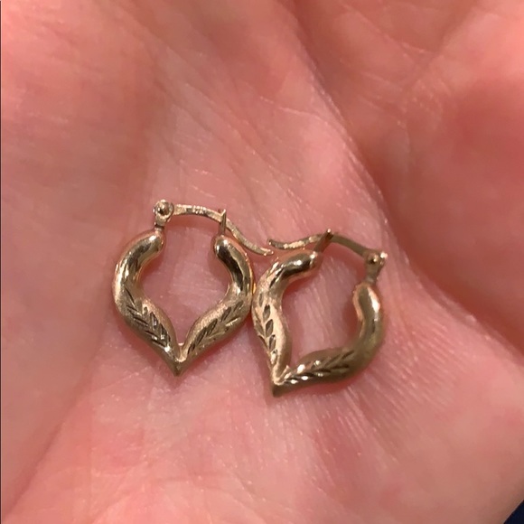 Stamped 10K Gold Heart Huggie Earrings 💛 - Picture 3 of 5